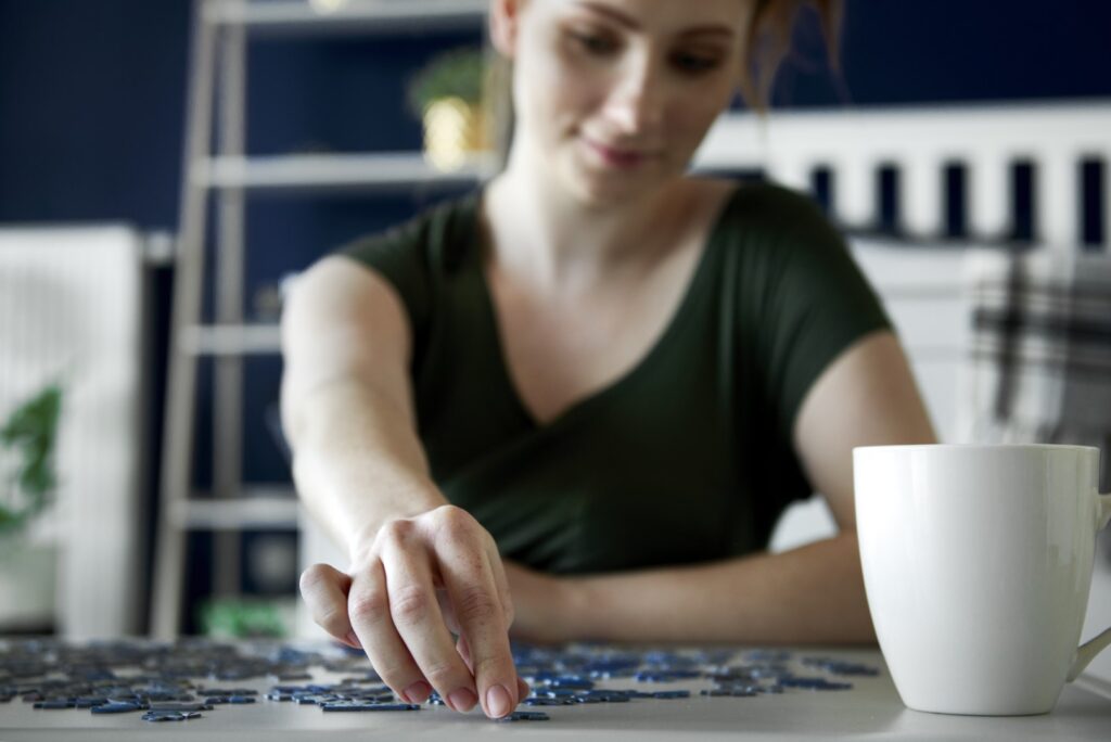Woman doing a puzzle